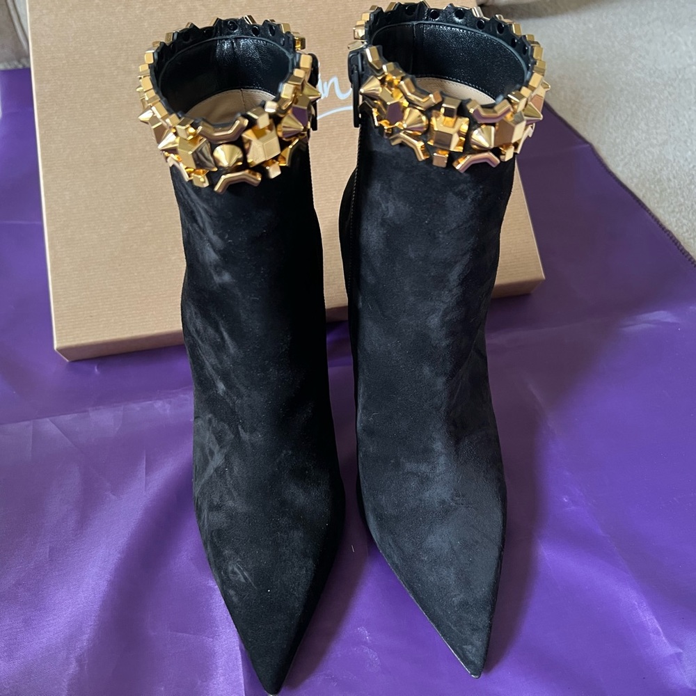 Christian Louboutin Asteroispikes Booty Embellished Suede Ankle Boots Booties - Picture 7 of 16